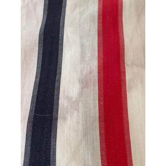 Vintage Fabric Red White Navy Stripe Quilting Sewing Cloth Cotton ~208 X 36 AS I - Picture 15 of 16